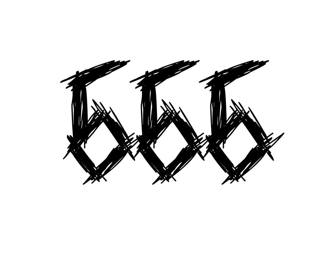 Track Number 666 Numbers 666 Option 8 Temporary Tattoos by POKéINK Tattoo Size 2x2 Inches
