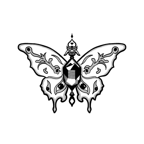 Butterfly & Gemstone Tattoo (4x4 In)