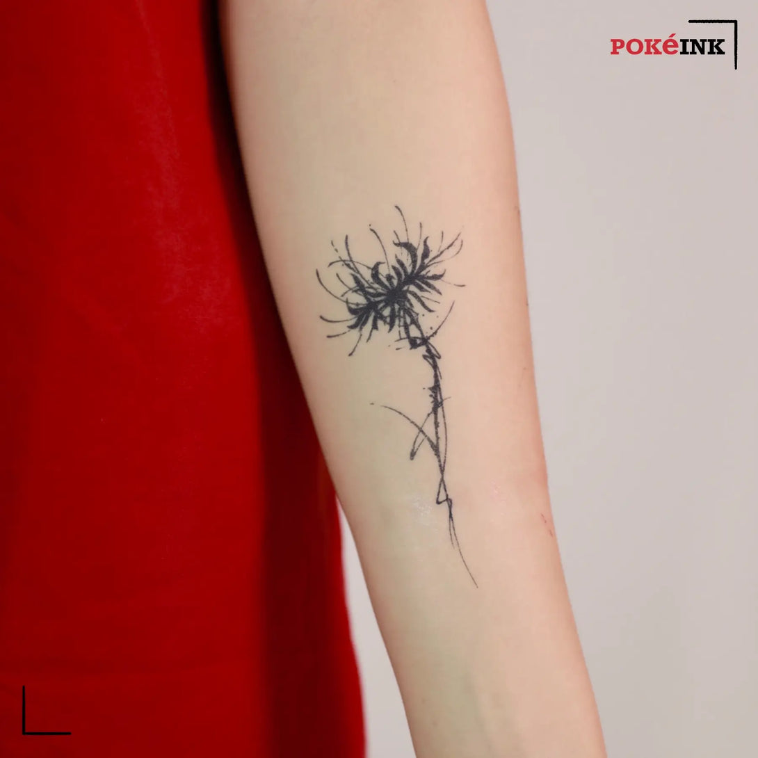 spider lily tattoo black Fine Line Red Spider Lily Flower Tattoo