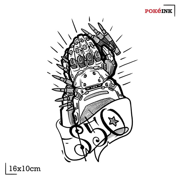 Space Marine Praying Hands Temporary Tattoo