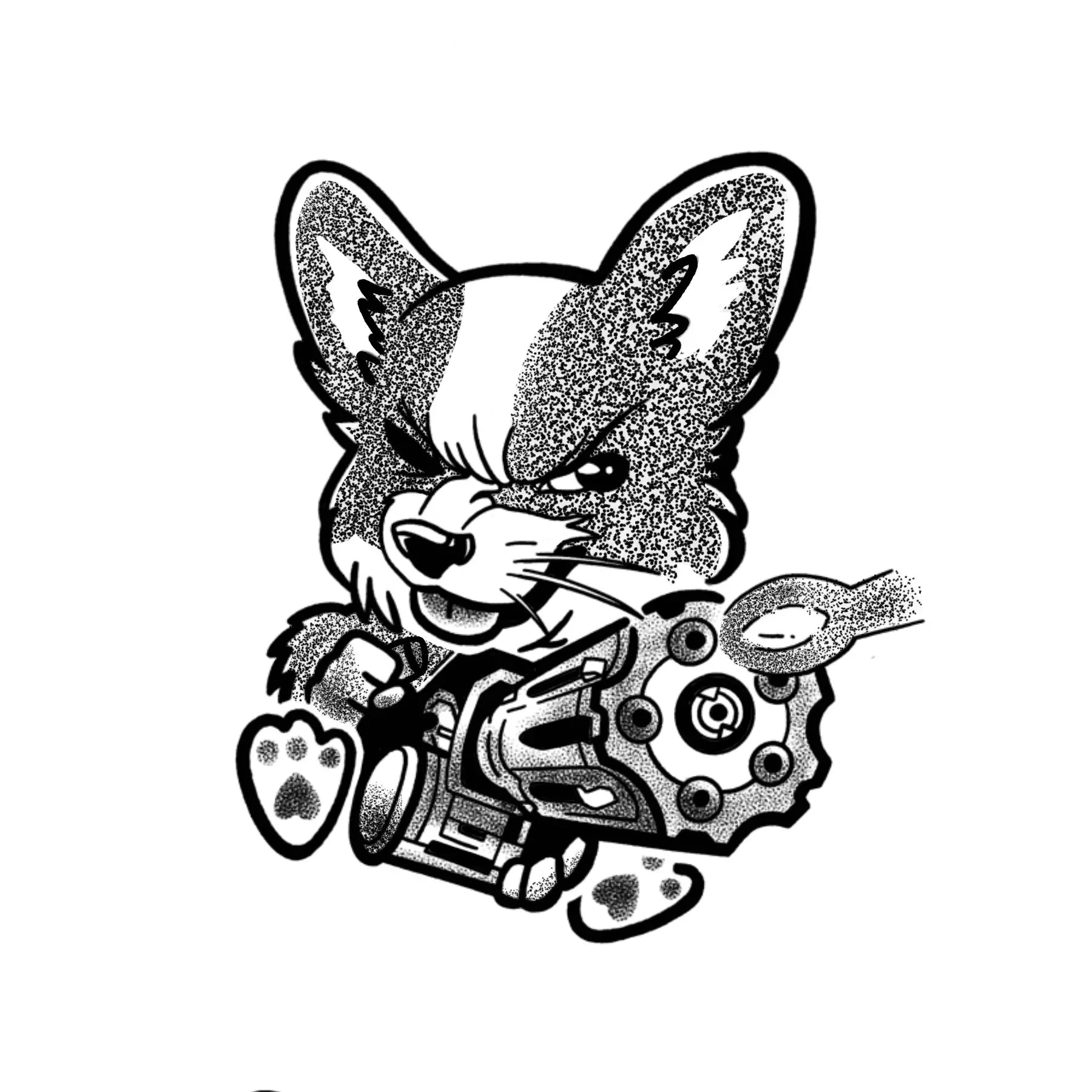 minigun-corgi-temporary-tattoo-by-pok-ink-tattoo-size-4x4-inches-pok-ink